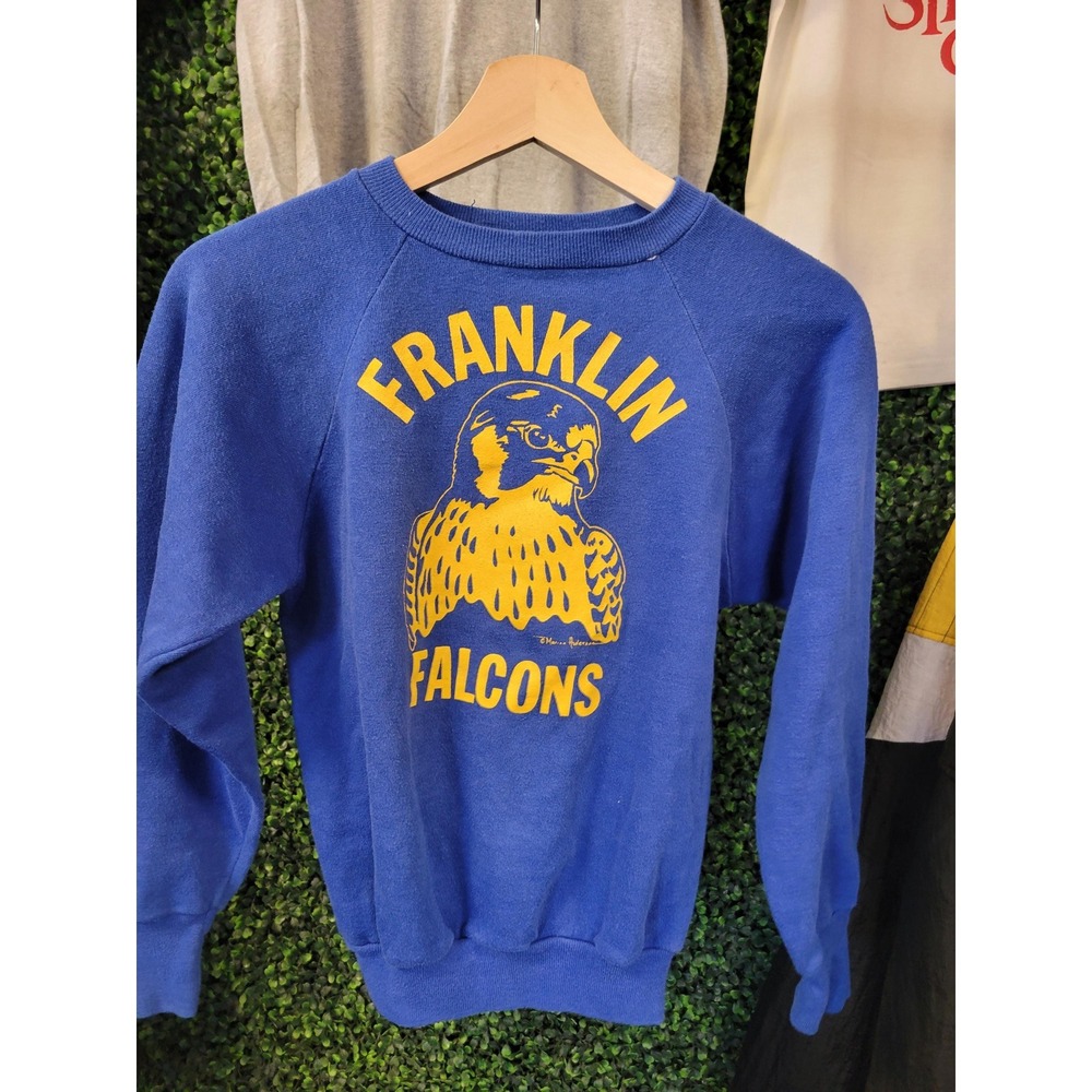 vtg 80s FRANKLIN FALCONS SCHOOL xs Blue pride minnesota track sportswear casual